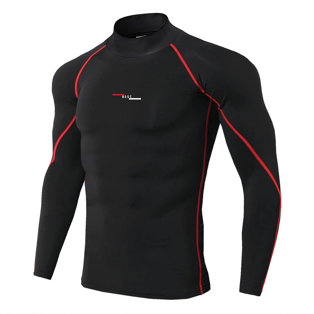 Mens Running T-shirts Compression Long Sleeve Sport Shirts Spider Printing Fitness Training Jogging Gym Quick Dry Tee