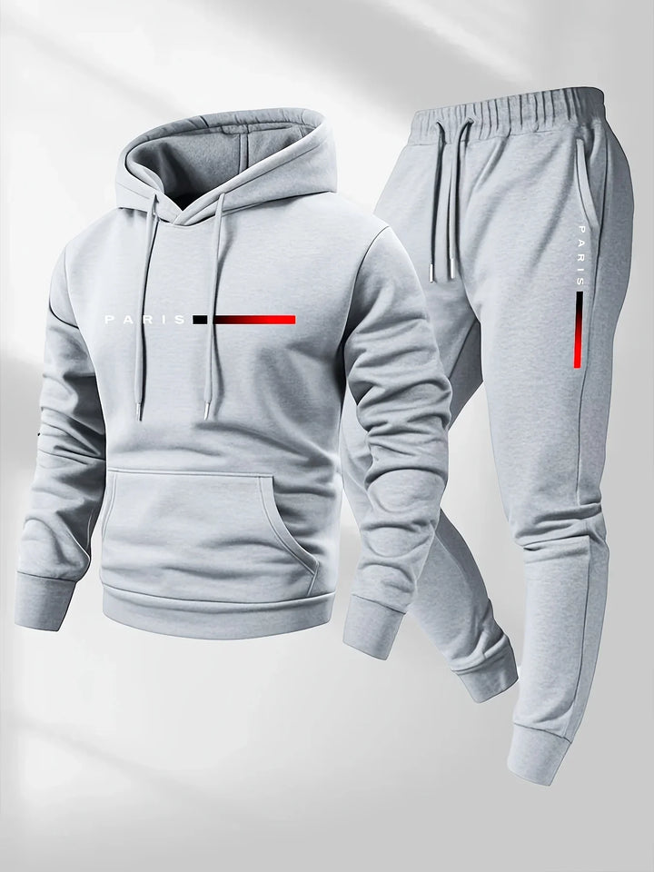 2025 letter printed sportswear set men's hooded sweatshirt long pants set spring and autumn winter warm suit