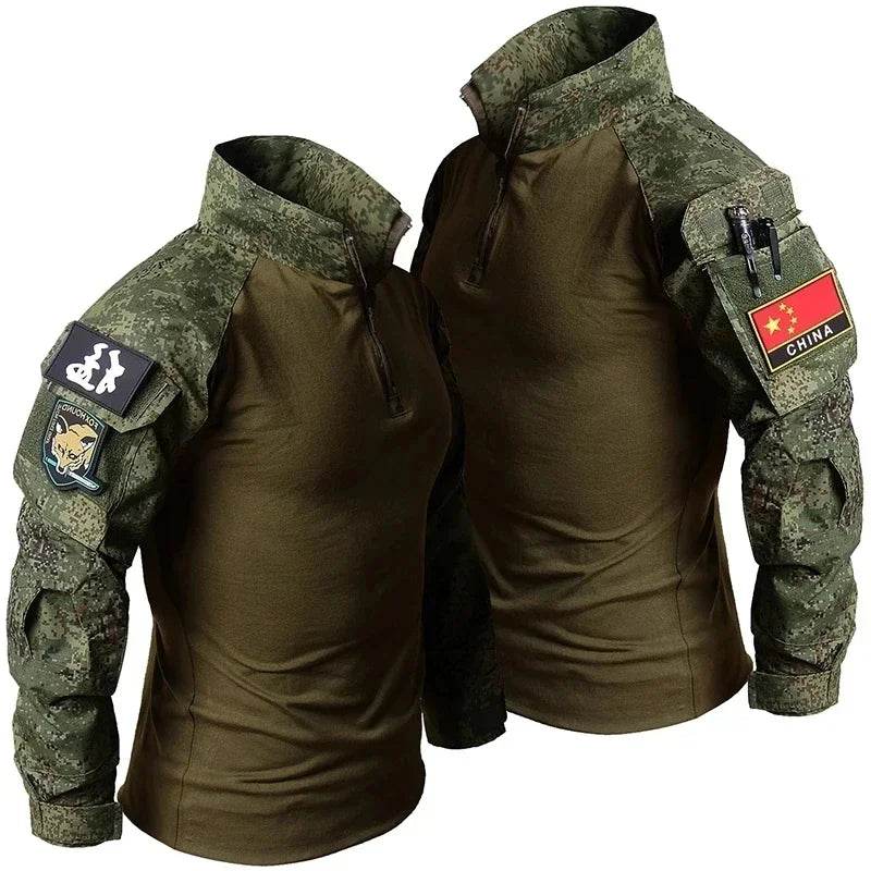 Soft Shell Combat Suit Military Uniform Army Jackets Hooded Top+Breathable Long Sleeve Cargo Pants Men Hunting Sets Multi-pocket