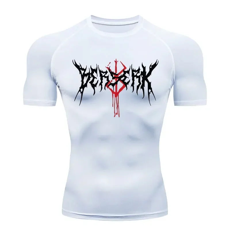 Anime Berserk Compression T-shirt Men Elastic Tight Sportswear Short-sleeved Gym Bodybuilding Quick-drying Sweatshirt Top S-3XL