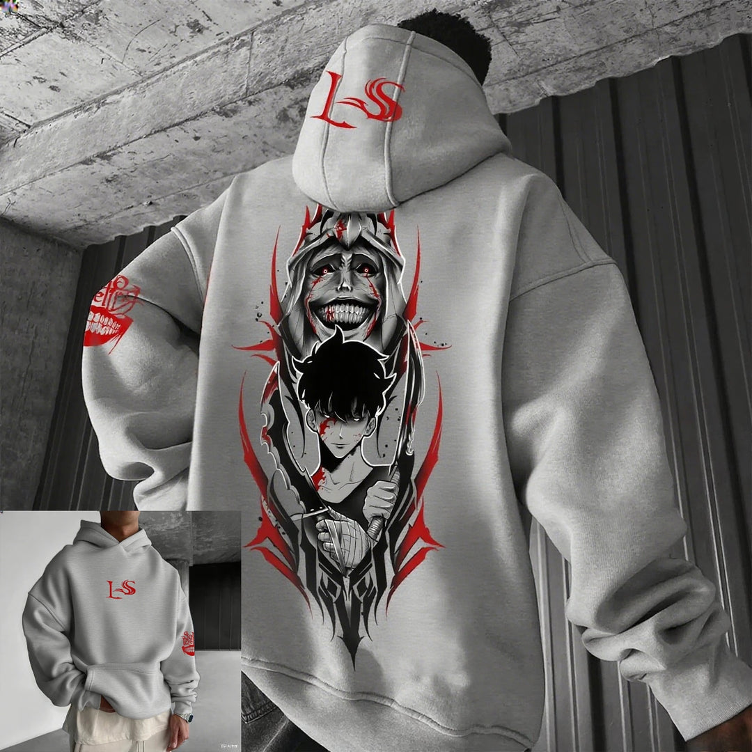 Solo Leveling Anime Hoodie Men Women Streetwear Oversized Graphic Pullover Sweatshirt Spring Autumn Casual Cosplay Hooded Jacket