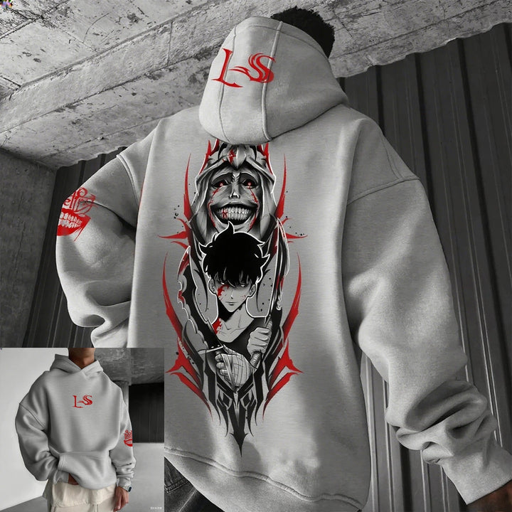 Solo Leveling Anime Hoodie Men Women Streetwear Oversized Graphic Pullover Sweatshirt Spring Autumn Casual Cosplay Hooded Jacket