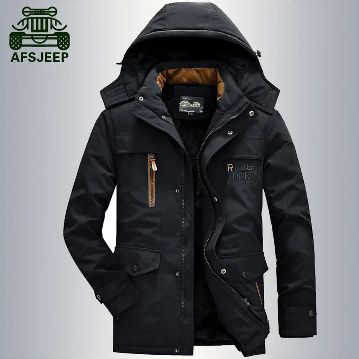 Men's Outdoor Cotton Jacket Thickened Fleece Lined Autumn Winter Heavy Duty Casual Loose Fit Chinese Brand Clothing