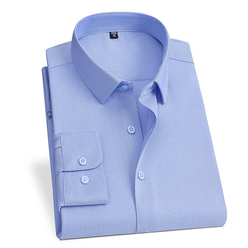 Summer men's long-sleeved non-ironing elastic business casual waterproof, anti-fouling, oil-proof, three-proof white shirt S~8XL