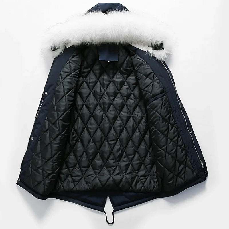 Men's Faux Fur Collar Thickened Fleece Warm Large Size Trendy WISH Casual Cotton Jacket Stylish And Comfortable Men's Coat