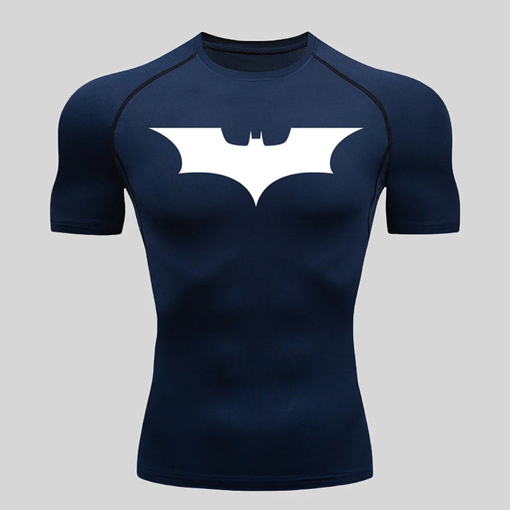 Fitness tight fitting shirt, men's superhero sports running T-shirt, sun resistant short sleeved quick drying round neck T-shirt