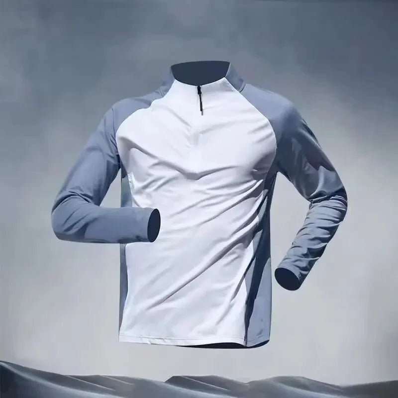 Men's Spring Autumn Half Zip Long Sleeve Running Fitness T-Shirt Quick Dry Breathable Lightweight Thin T-Shirt for Training Cycl