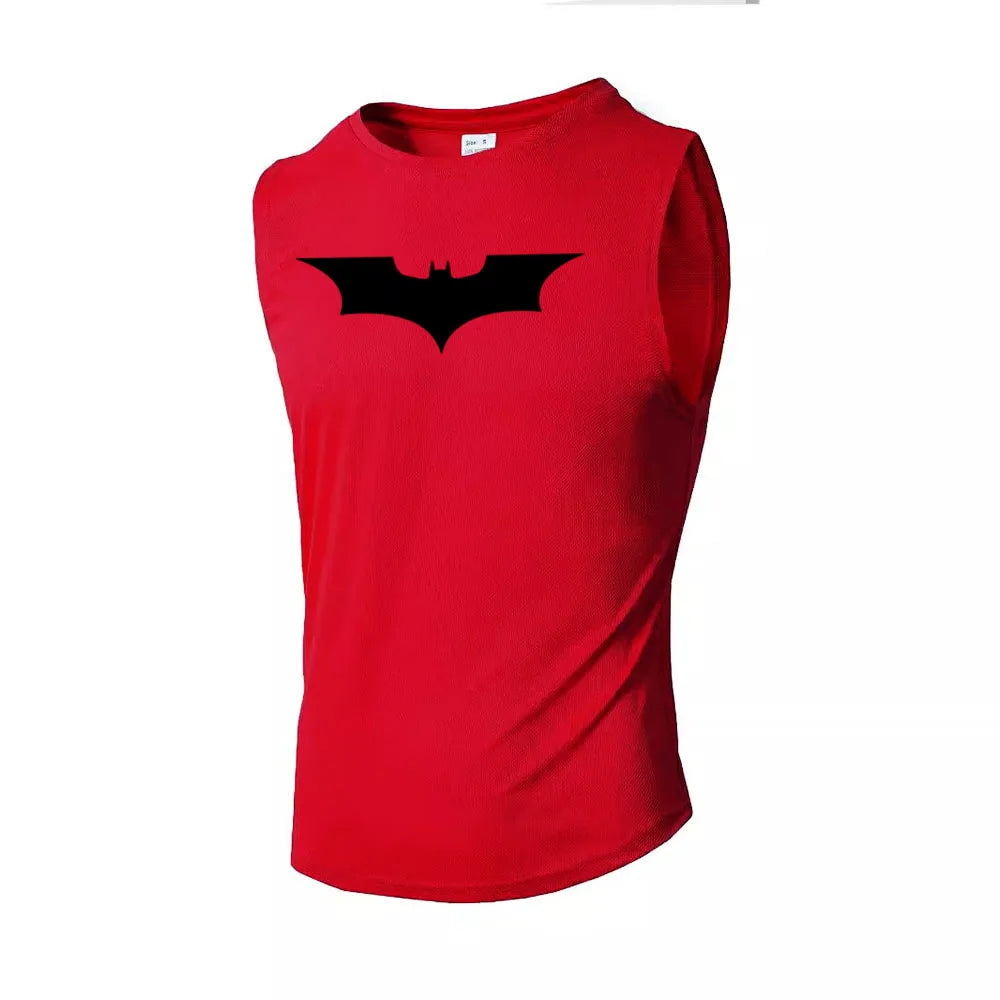 Bat Printed Men's Loose Sleeveless T-shirt Autumn inner wear Running  T Shirt Gym Fitness Jogging Vest Male Casual Shirt Tops