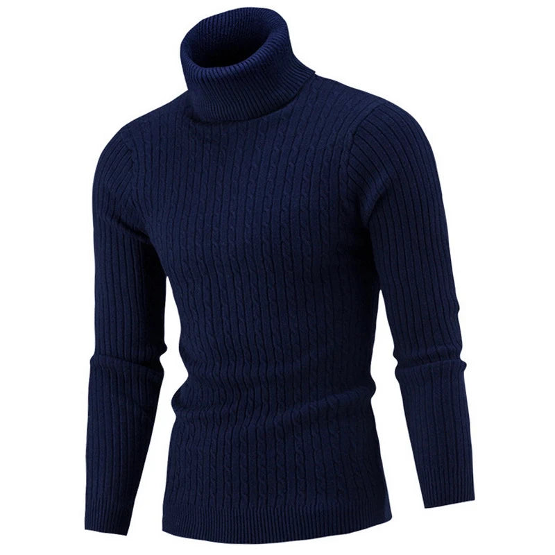 Autumn Winter Men's Warm Sweater Long Sleeve Turtleneck Sweater Retro Knitted Sweater Pullover Sweater