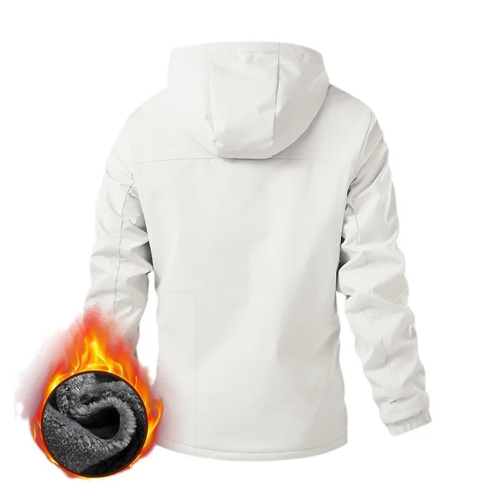 Thickened Fleece Autumn Winter Cotton Jacket Men's Casual Hooded Warmth Outerwear Fashionable Street Style Zipper Closure Cot...