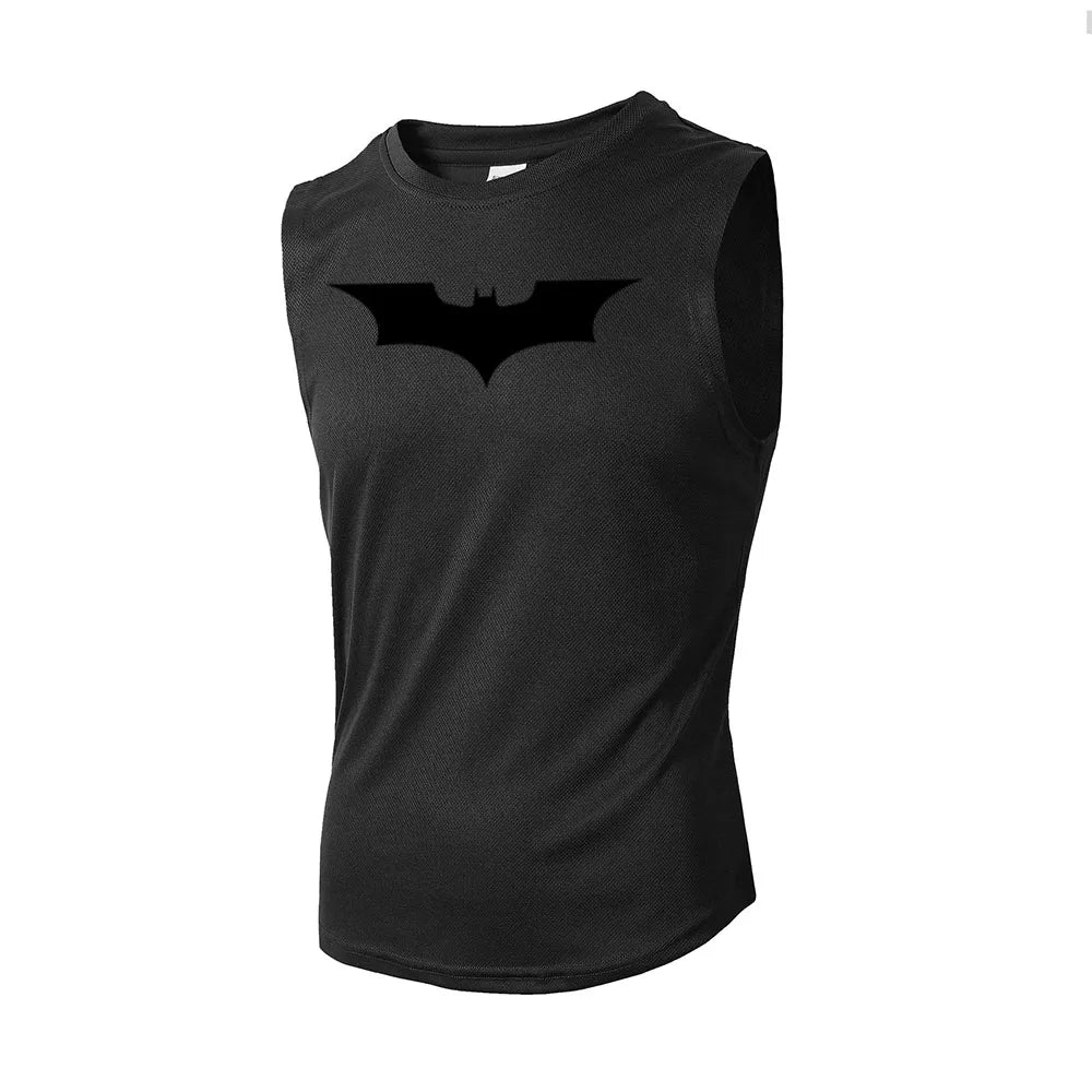 Bat Printed Men's Loose Sleeveless T-shirt Autumn inner wear Running  T Shirt Gym Fitness Jogging Vest Male Casual Shirt Tops