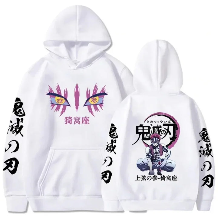 Japanese Anime Autumn New Hoodies for Men Akaza Manga Graphic Streetwear Pullover Hoody Long Sleeve Crewneck Hooded Sweatshirt