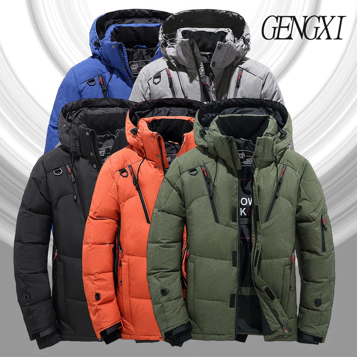 Men's Outdoor Lightweight Warm Detachable Collar Down Jacket Winter New Arrival Casual Fashion Multi-Pocket Workwear Down Coat