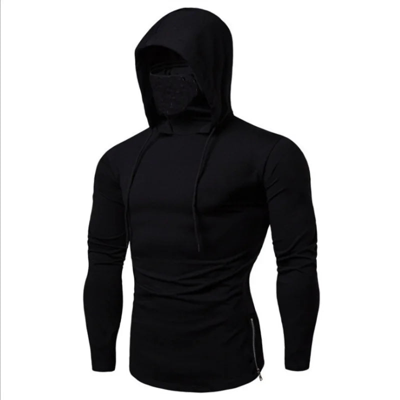 2025 Men Balaclava Zip Hoodie Winter Warm Casual Sweatshirt with Hooded Face Mask Zipper Design Sports Jacket Outdoor Activities
