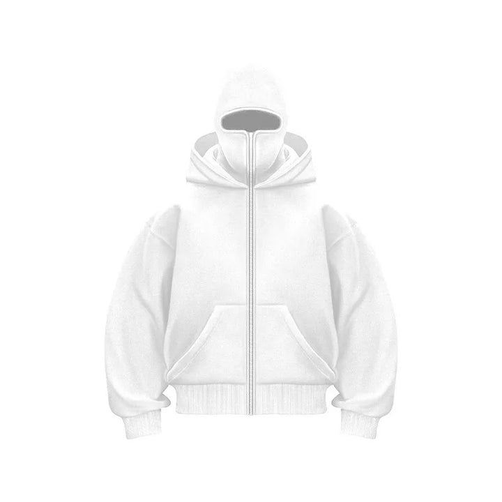 Men's Double Hat Mask Zipper Design Winter Windproof Hoodie Sports Jacket Outdoor Activities Hiking Travel Running Sweatshirt ﻿