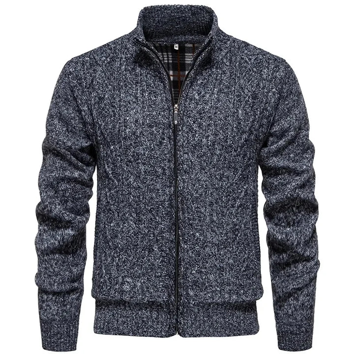 Men's Knitted Sweater Casual Fleece Lined Open Cardigan Jacket Fashionable Autumn Winter New Style Comfortable Soft Material