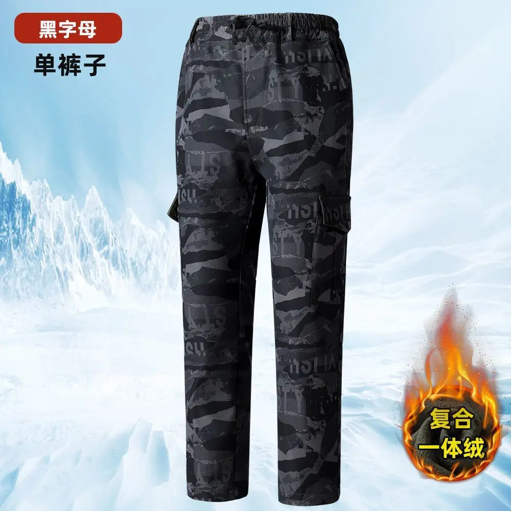 Men's Autumn Winter Fleece Lined Camouflage Work Jacket Windproof Waterproof Warm Outdoor Car Repairing Coat