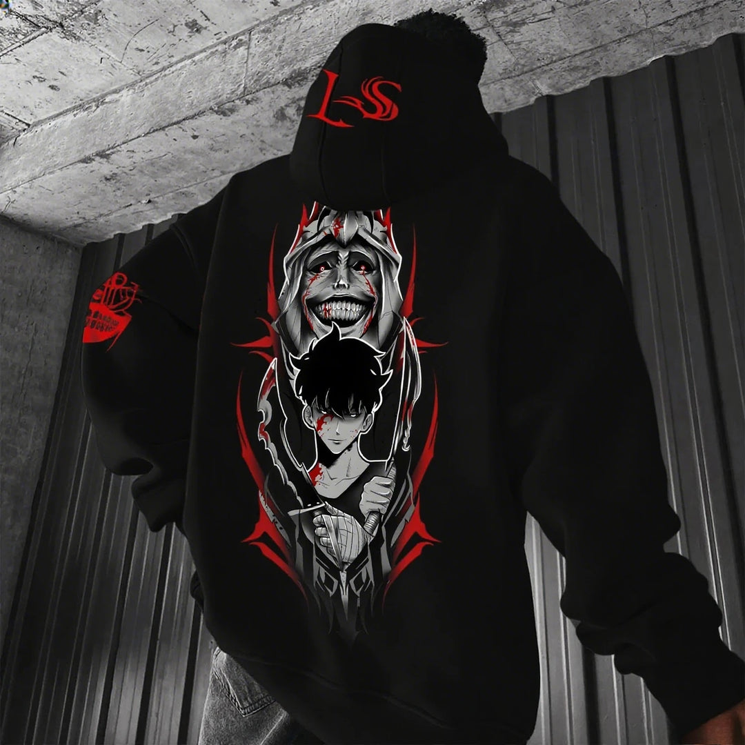 Solo Leveling Anime Hoodie Men Women Streetwear Oversized Graphic Pullover Sweatshirt Spring Autumn Casual Cosplay Hooded Jacket