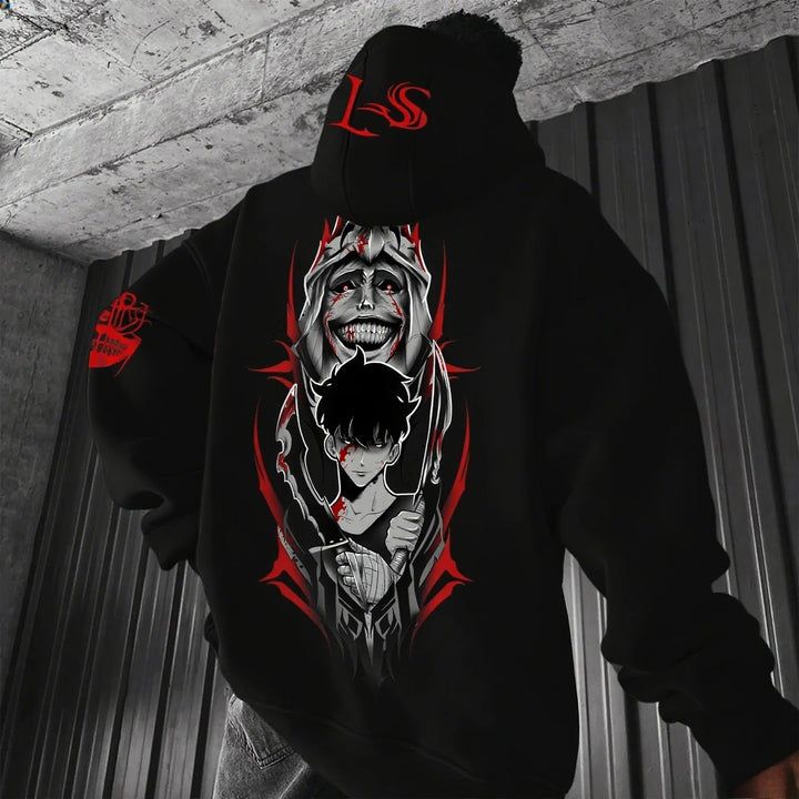 Solo Leveling Anime Hoodie Men Women Streetwear Oversized Graphic Pullover Sweatshirt Spring Autumn Casual Cosplay Hooded Jacket