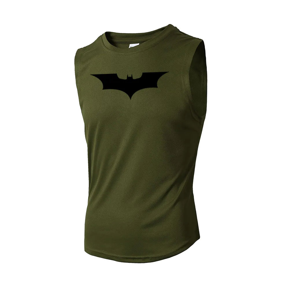 Bat Printed Men's Loose Sleeveless T-shirt Autumn inner wear Running  T Shirt Gym Fitness Jogging Vest Male Casual Shirt Tops