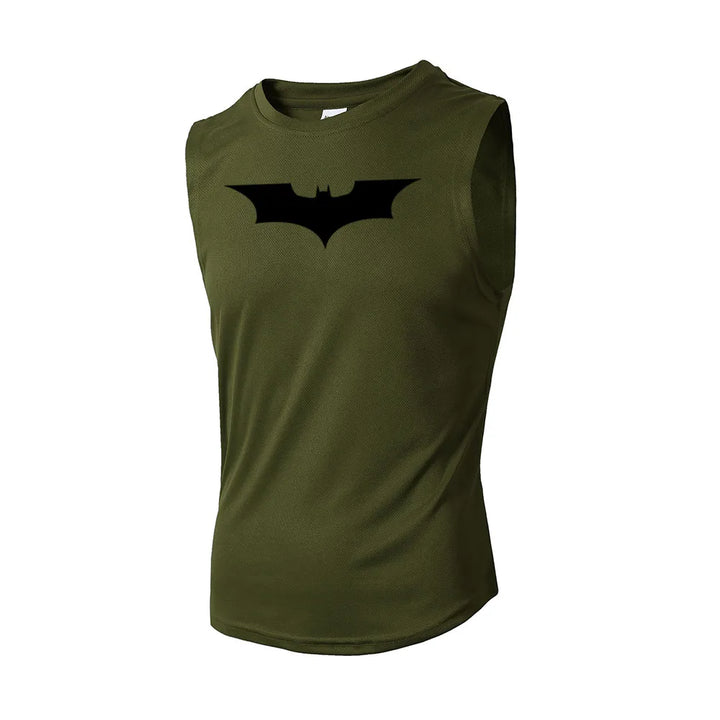 Bat Printed Men's Loose Sleeveless T-shirt Autumn inner wear Running  T Shirt Gym Fitness Jogging Vest Male Casual Shirt Tops