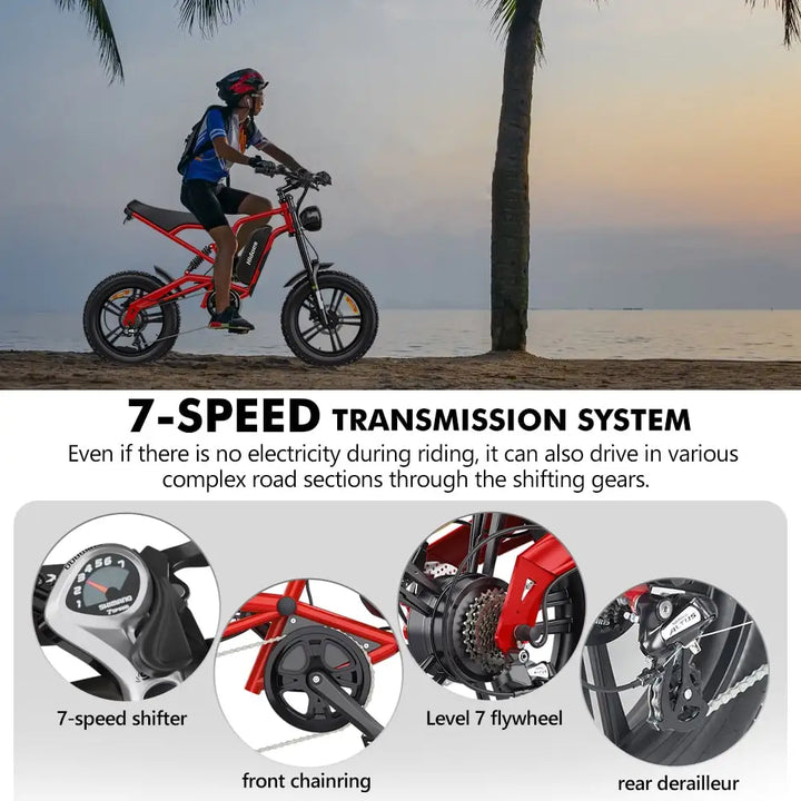 Hidoes B6 Electric Bike – 1200W Brushless Motor • 48V 15.6Ah Lithium Battery • 20×4” Fat Tire Snow & Off-Road E-Bike • Powerful Adult Electric Motorcycle Bicycle