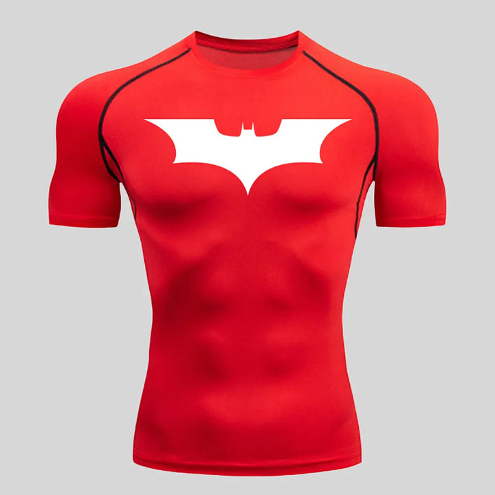 Fitness tight fitting shirt, men's superhero sports running T-shirt, sun resistant short sleeved quick drying round neck T-shirt