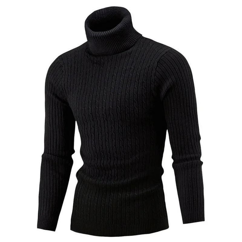 Autumn Winter Men's Warm Sweater Long Sleeve Turtleneck Sweater Retro Knitted Sweater Pullover Sweater