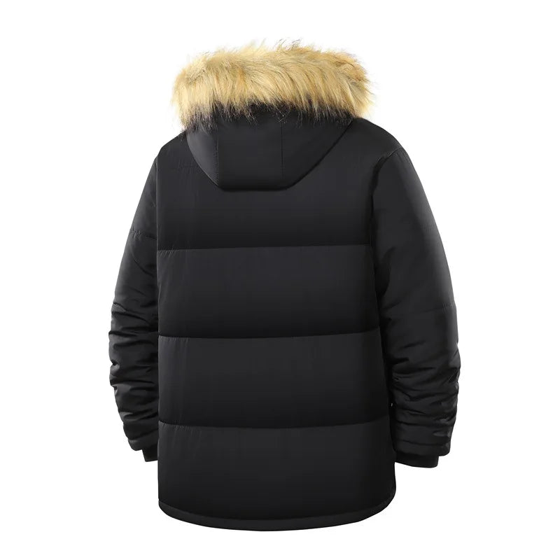 Thickened Fleece Lined Men's Cotton Jacket European Size Warmth Guaranteed Fashionable for Middle-Aged And Elderly