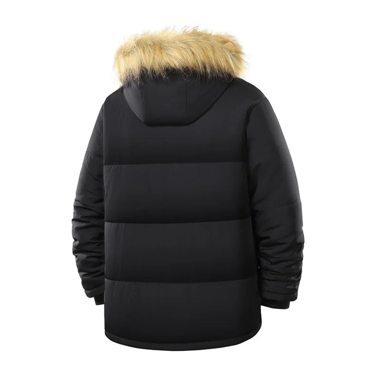 Thickened Fleece Lined Men's Cotton Jacket European Size Warmth Guaranteed Fashionable for Middle-Aged And Elderly