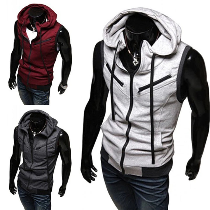 2026 New Fashion Zipper Cardigan Sweater Mens Sleeveless Hooded Vest Jacket Plus Size S-4XL Streetwear Vest Hoodies