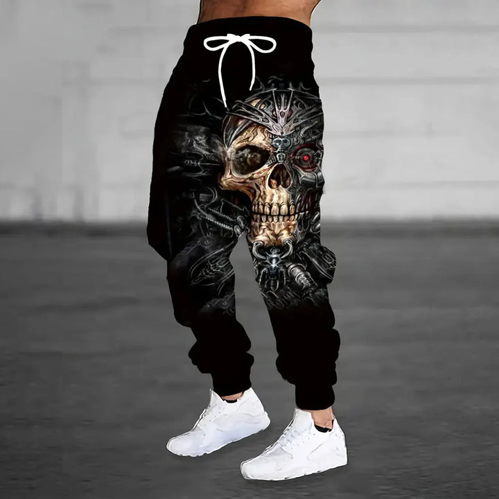 Men Loose Casual Pocket Draw Rope Sports Sweatpants Fashion Dragon And Hand Printed Sweatpants Winter New Thick Warm Sweatpants