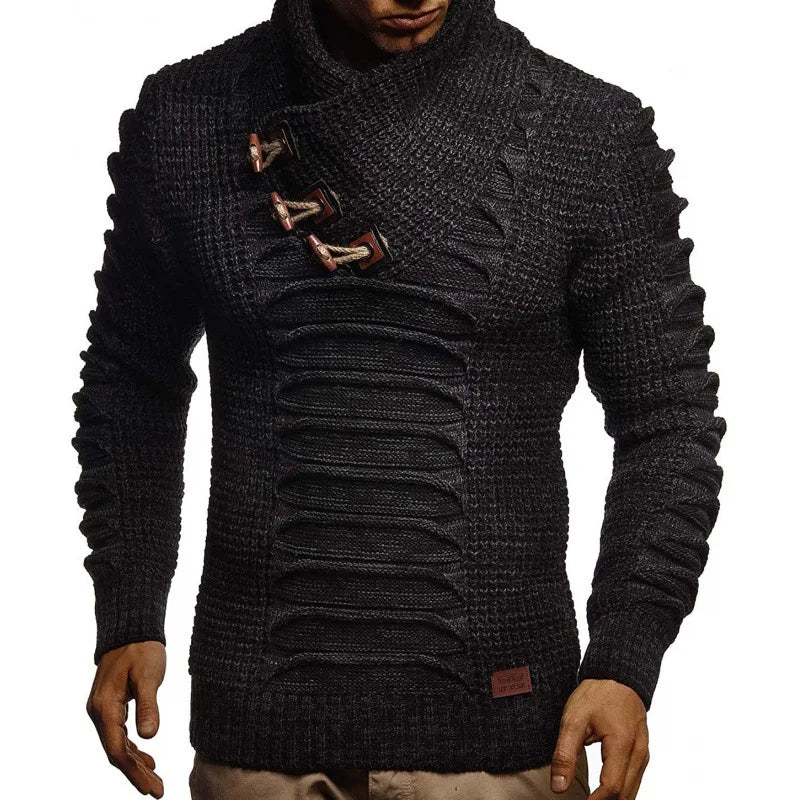 Quality 2025 New Men's Slim Fit Knitted Long Sleeve High Collar Sweater Comfortable Soft Material Casual Style for All Seasons