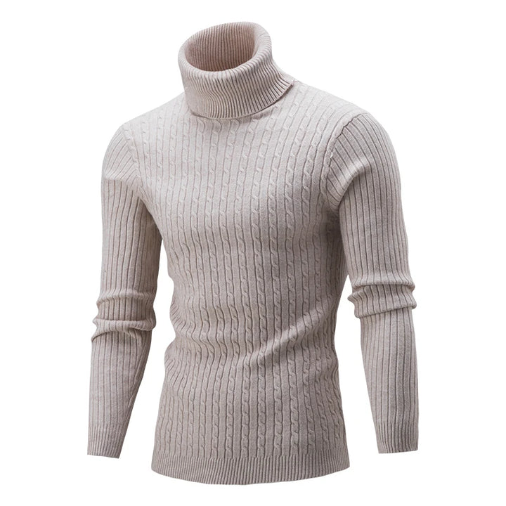 Autumn Winter Men's Warm Sweater Long Sleeve Turtleneck Sweater Retro Knitted Sweater Pullover Sweater