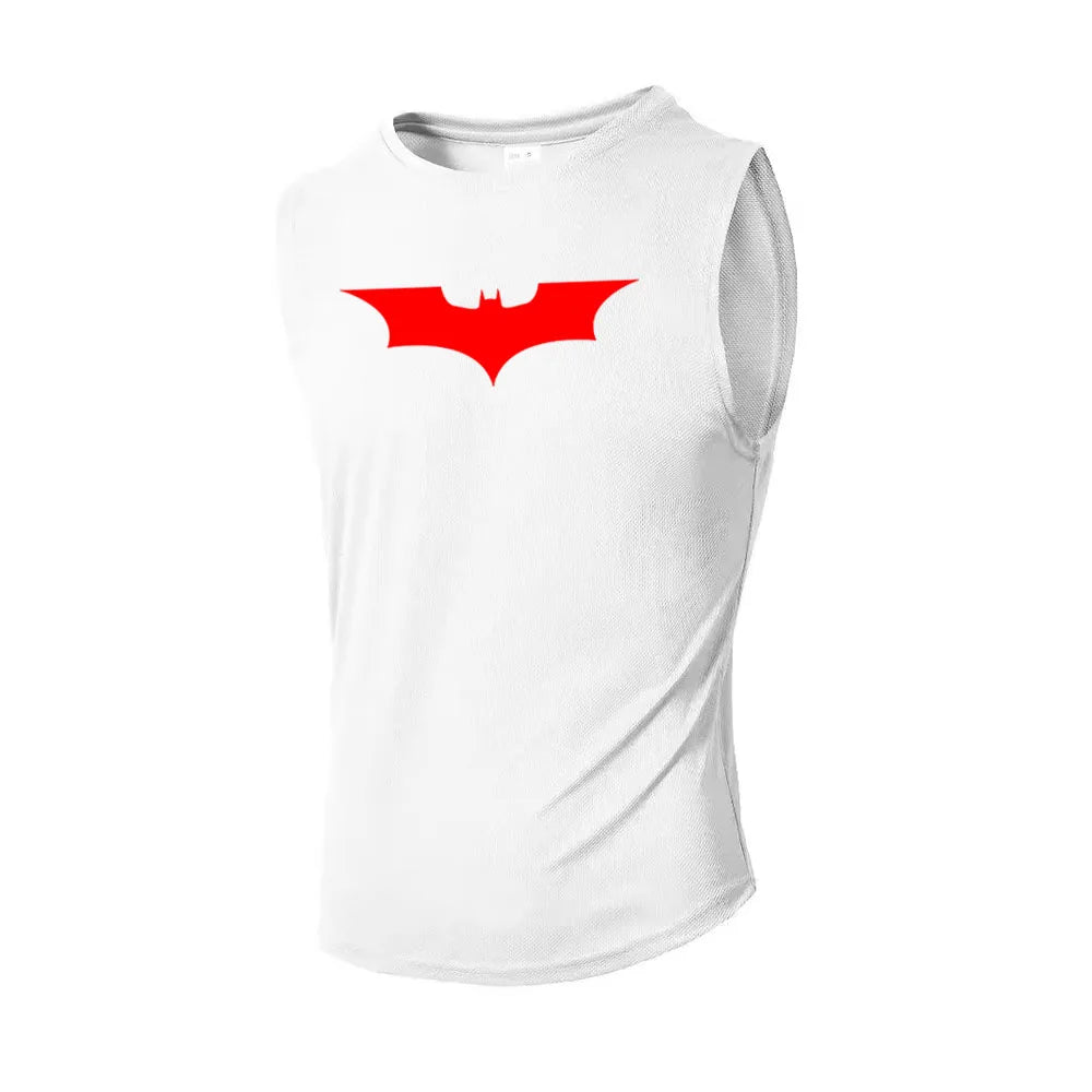 Bat Printed Men's Loose Sleeveless T-shirt Autumn inner wear Running  T Shirt Gym Fitness Jogging Vest Male Casual Shirt Tops