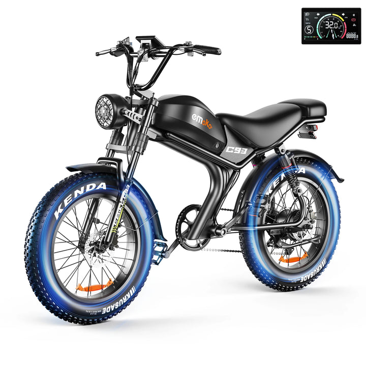 EMOKO C93 Retro Electric Bike – 1000W Brushless Motor • 48V 20Ah Lithium Battery • 20×4” Fat Tire City & Off-Road E-Bike • Long-Range Adult Mountain Bicycle