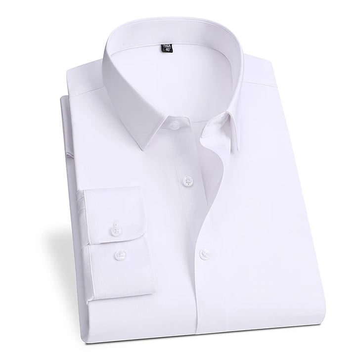 Summer men's long-sleeved non-ironing elastic business casual waterproof, anti-fouling, oil-proof, three-proof white shirt S~8XL