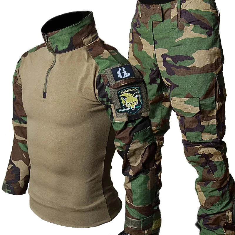 Camo Tactical Uniform Airsoft Ripstop Suit Multi Pocket Suits Hunting Pants Men Trainning Shirts Airsoft Paintball Clothes Sets