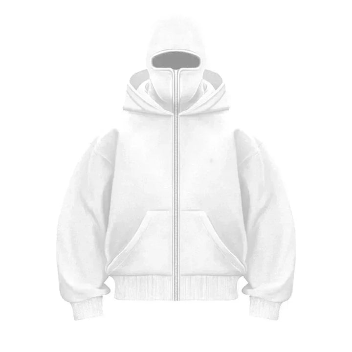 Men and women Balaclava Y2K Gothic Harajuku winter Warm new item double hooded sweatshirt men's hooded mask zipper sports Jacket