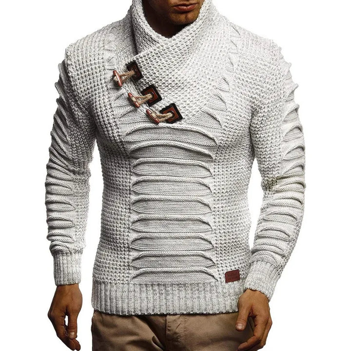 Quality 2025 New Men's Slim Fit Knitted Long Sleeve High Collar Sweater Comfortable Soft Material Casual Style for All Seasons