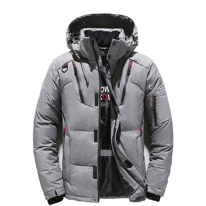 -20 Degree Down Jacket Male Winter Parkas Men White Duck Down Jacket Hooded Outdoor Thick Warm Padded Snow Coat Oversize M-4XL