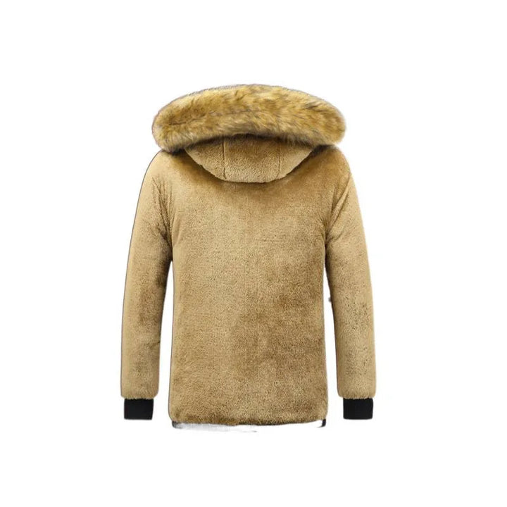 Thickened Fleece Lined Men's Cotton Jacket European Size Warmth Guaranteed Fashionable for Middle-Aged And Elderly