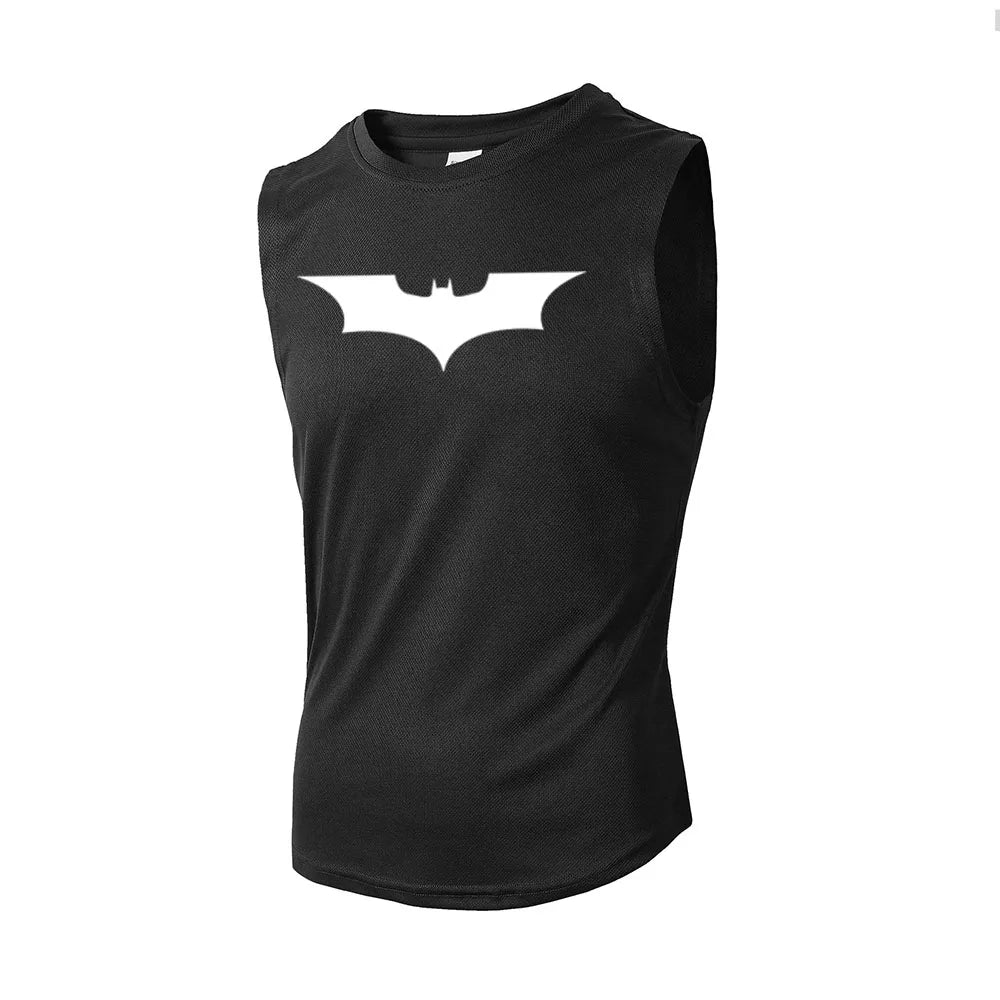 Bat Printed Men's Loose Sleeveless T-shirt Autumn inner wear Running  T Shirt Gym Fitness Jogging Vest Male Casual Shirt Tops
