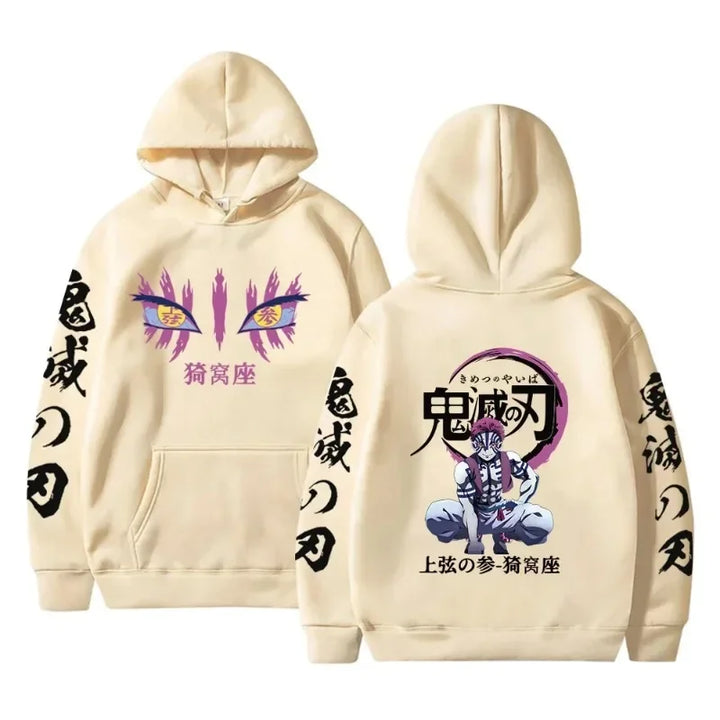 Japanese Anime Autumn New Hoodies for Men Akaza Manga Graphic Streetwear Pullover Hoody Long Sleeve Crewneck Hooded Sweatshirt
