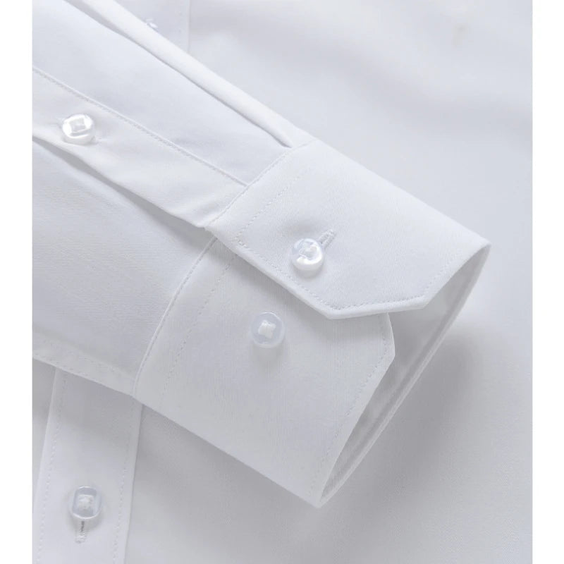 Summer men's long-sleeved non-ironing elastic business casual waterproof, anti-fouling, oil-proof, three-proof white shirt S~8XL