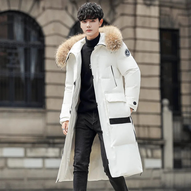 Men’s Luxury Duck Down Winter Parka – Long Windproof Fur Collar Coat | SwiftMart™