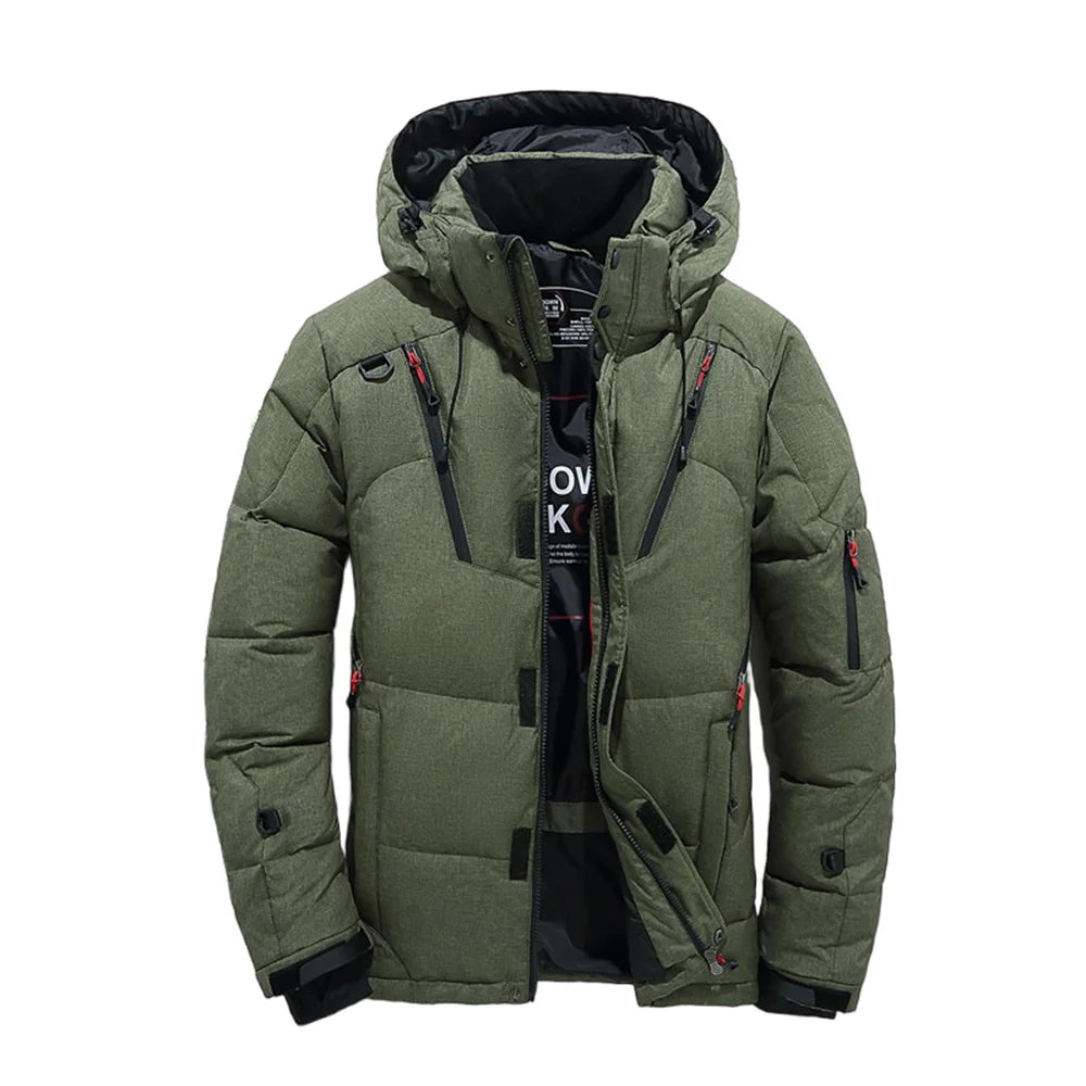 Men's Outdoor Lightweight Warm Detachable Collar Down Jacket Winter New Arrival Casual Fashion Multi-Pocket Workwear Down Coat