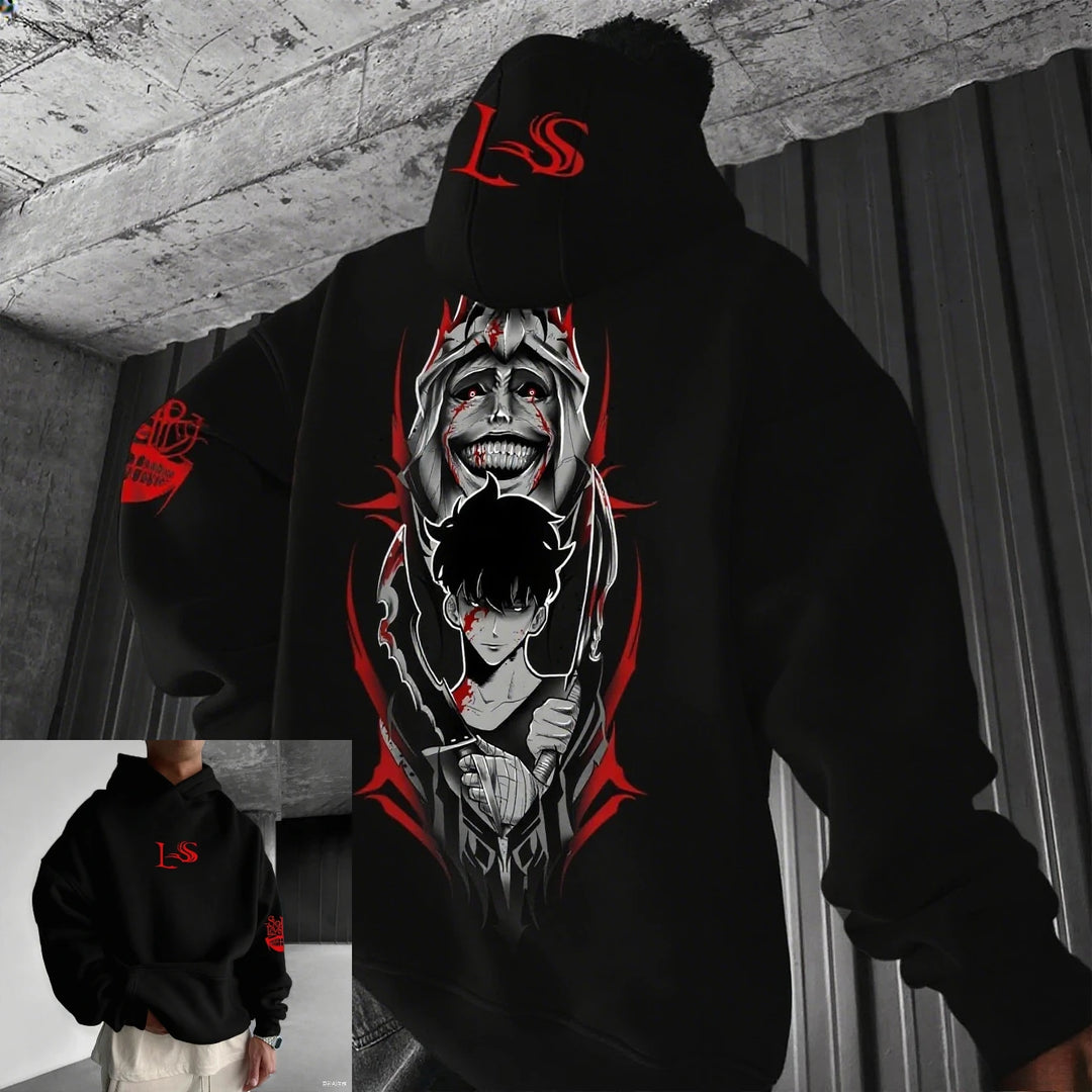 Solo Leveling Anime Hoodie Men Women Streetwear Oversized Graphic Pullover Sweatshirt Spring Autumn Casual Cosplay Hooded Jacket