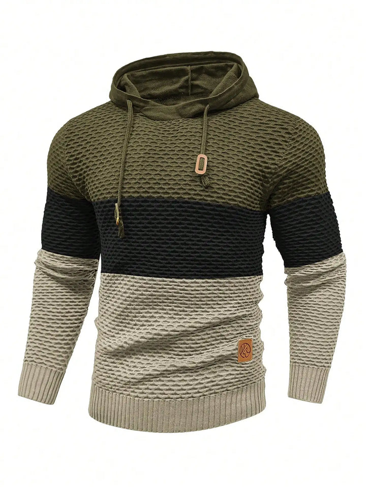 Men's Sweater Spring New Sport Warm Form Fitting Knit Pullover Sweater Hoodie Drawstring Hoodies Casual Sweatshirt US Size