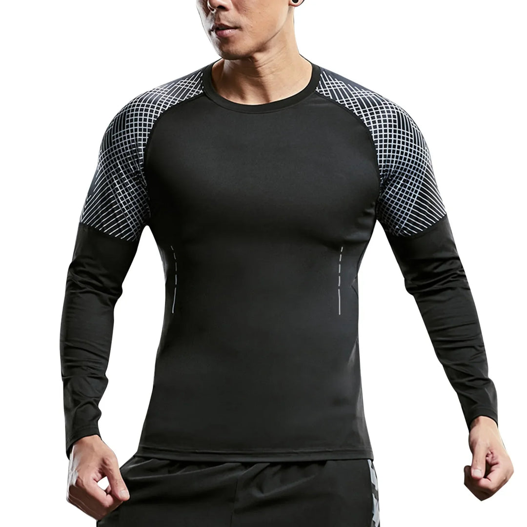 Men's fashionable outdoor fitness long sleeved T-shirt, sun protection clothing, fitness casual compression shirt
